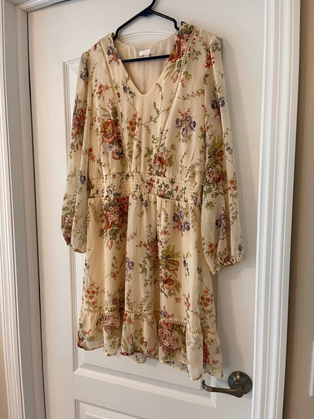 LC Lauren Conrad Cream Floral Midi Dress